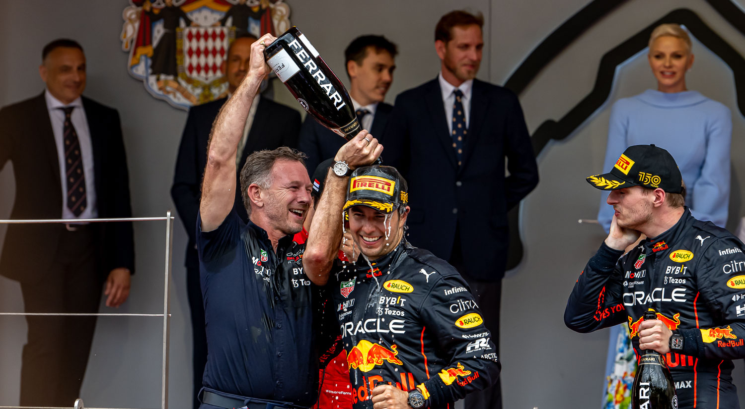 Sergio Perez and Christian Horner, Circuit de Monaco, 2022