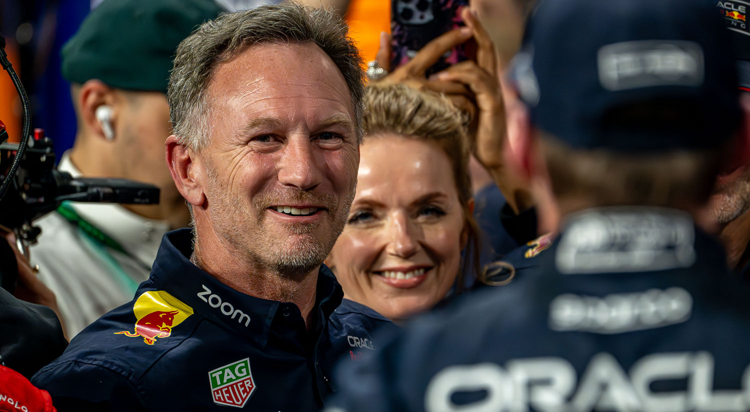 Christian Horner, Geri Halliwell and Max Verstappen,Jeddah Corniche Circuit, Jeddah